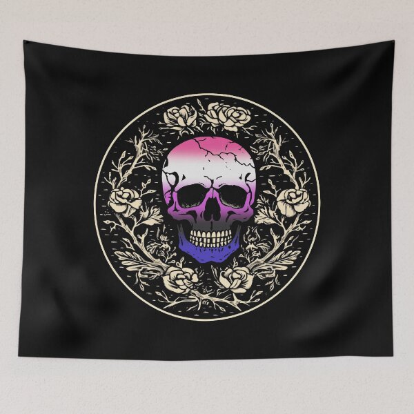 Item preview, Goth Skull and Roses Genderfluid Pride Flag, Subtle Gothic Skull Genderfluid Design  designed and sold by Travelslightly.