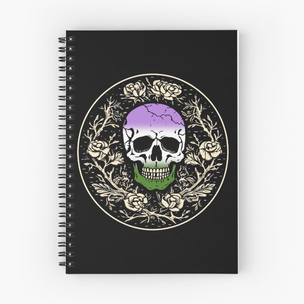 Item preview, Goth Skull and Roses Genderqueer Pride Flag, Subtle Gothic Skull Genderqueer Design  designed and sold by Travelslightly.