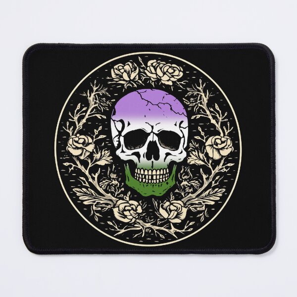 Item preview, Goth Skull and Roses Genderqueer Pride Flag, Subtle Gothic Skull Genderqueer Design designed and sold by Travelslightly.