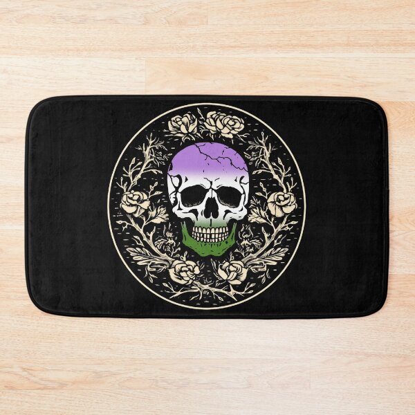 Item preview, Goth Skull and Roses Genderqueer Pride Flag, Subtle Gothic Skull Genderqueer Design  designed and sold by Travelslightly.