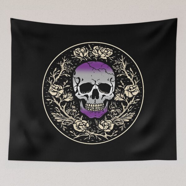 Item preview, Goth Skull and Roses Graysexual Pride Flag, Subtle Gothic Skull Greysexual Design  designed and sold by Travelslightly.
