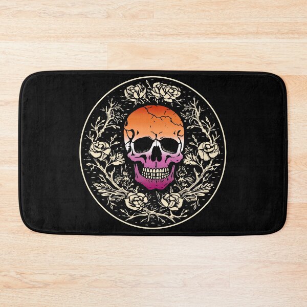 Artikelvorschau, Goth Totenkopf und Rosen Lesben Pride Flagge, dezentes Gothic Totenkopf Lesben Design entworfen und verkauft von Travelslightly.