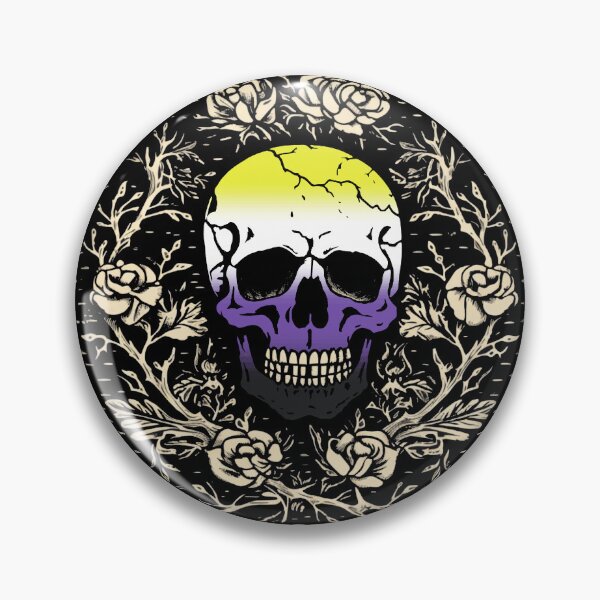 Item preview, Goth Skull and Roses Nonbinary Pride Flag, Subtle Gothic Skull Enby Design  designed and sold by Travelslightly.