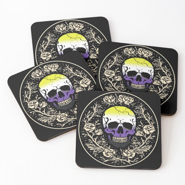 Item preview, Goth Skull and Roses Nonbinary Pride Flag, Subtle Gothic Skull Enby Design  designed and sold by Travelslightly.