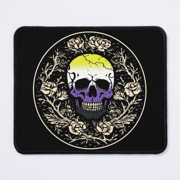 Item preview, Goth Skull and Roses Nonbinary Pride Flag, Subtle Gothic Skull Enby Design  designed and sold by Travelslightly.