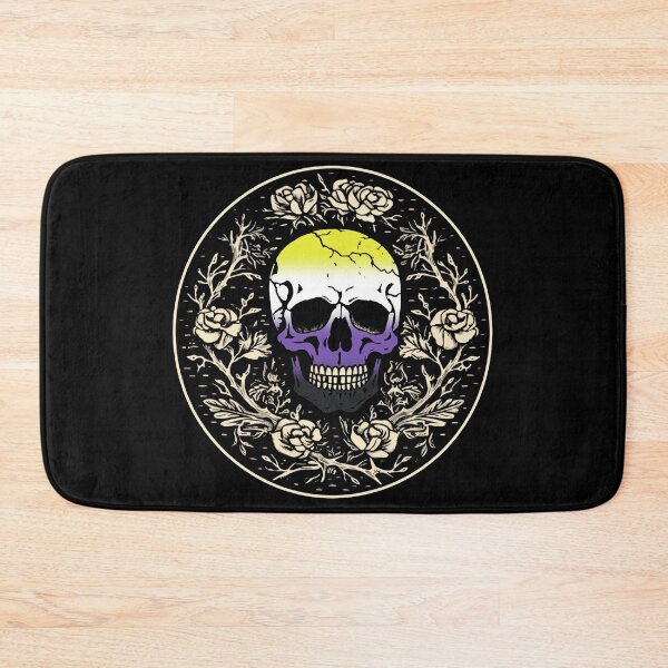 Item preview, Goth Skull and Roses Nonbinary Pride Flag, Subtle Gothic Skull Enby Design  designed and sold by Travelslightly.