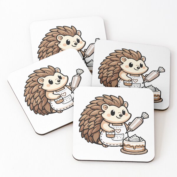Item preview, Baking Bliss Hedgehog: Cute Cartoon Chef Decorating a Cake designed and sold by Akioos.