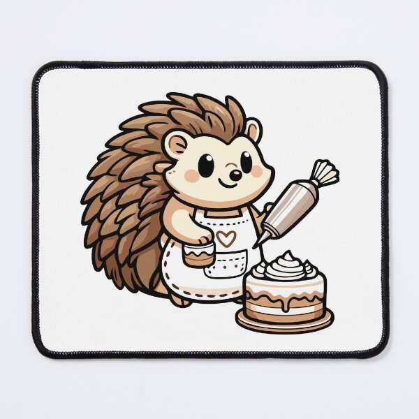 Item preview, Baking Bliss Hedgehog: Cute Cartoon Chef Decorating a Cake designed and sold by Akioos.