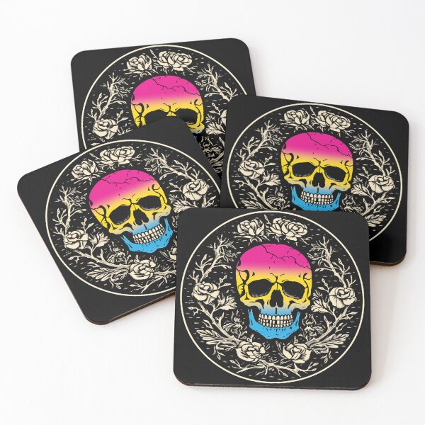 Item preview, Goth Skull and Roses Pansexual Pride Flag, Subtle Gothic Skull Pan Design  designed and sold by Travelslightly.