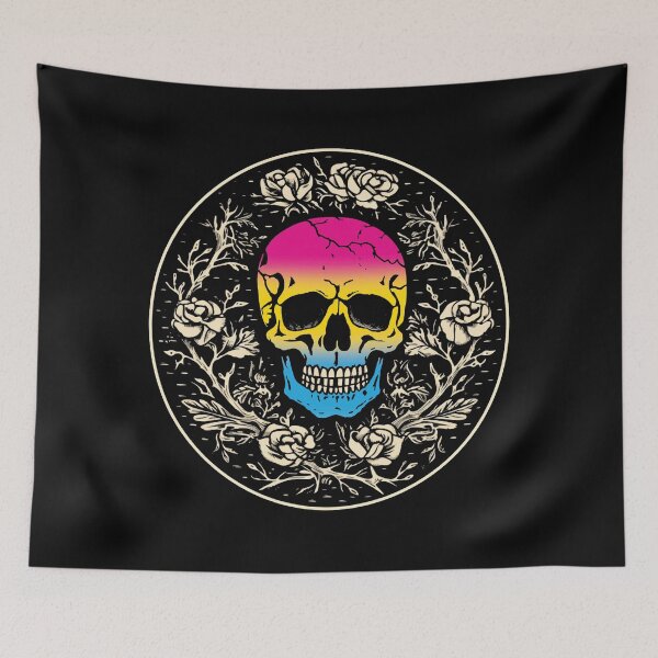 Item preview, Goth Skull and Roses Pansexual Pride Flag, Subtle Gothic Skull Pan Design  designed and sold by Travelslightly.