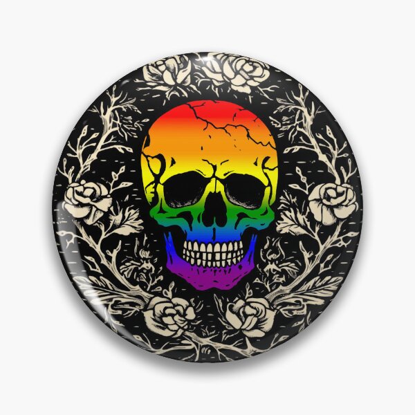 Item preview, Goth Skull and Roses LGBTQ Rainbow Pride Flag, Subtle Gothic Skull Gay Pride Design  designed and sold by Travelslightly.
