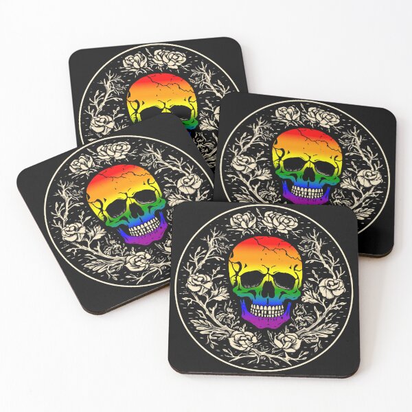 Item preview, Goth Skull and Roses LGBTQ Rainbow Pride Flag, Subtle Gothic Skull Gay Pride Design  designed and sold by Travelslightly.