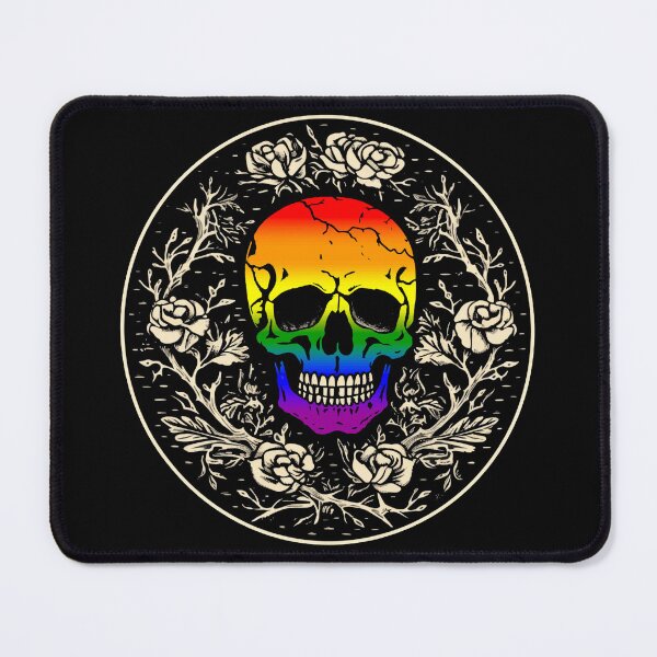 Item preview, Goth Skull and Roses LGBTQ Rainbow Pride Flag, Subtle Gothic Skull Gay Pride Design  designed and sold by Travelslightly.
