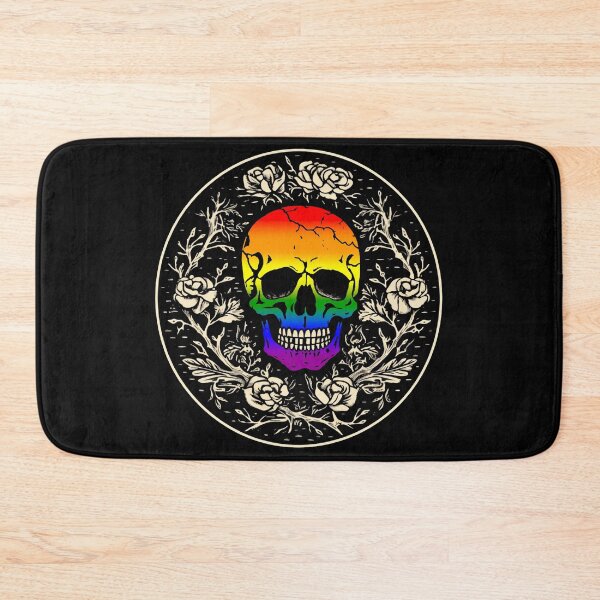 Item preview, Goth Skull and Roses LGBTQ Rainbow Pride Flag, Subtle Gothic Skull Gay Pride Design  designed and sold by Travelslightly.