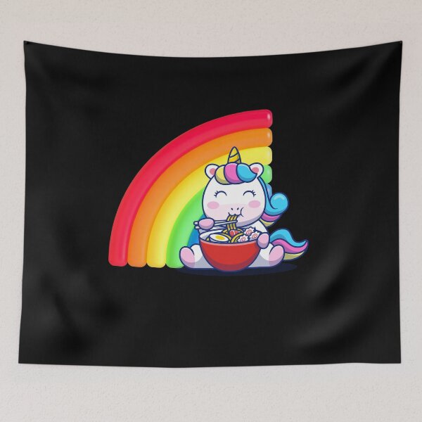 Item preview, Fluffy Rainbow Unicorn eating ramen designed and sold by Kaidynz.