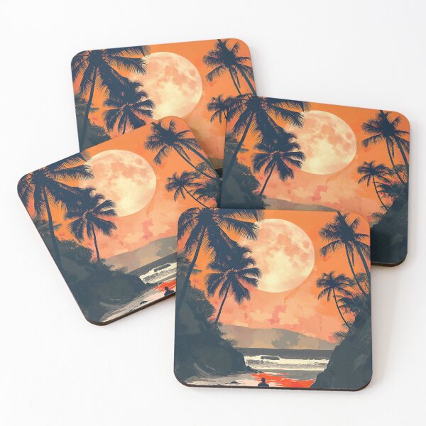 Item preview, Moonlit Serenity Surfer - Enchanting Tropical Evening Surf Walk Prin designed and sold by Tsurfinculture.