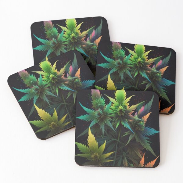 Item preview, colourful marijuanaplant in black background designed and sold by optimusprime39.