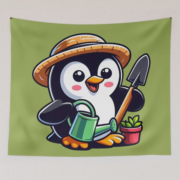 Item preview, Penguin Gardening designed and sold by Funny Vintage Stickers And T-Shirts.