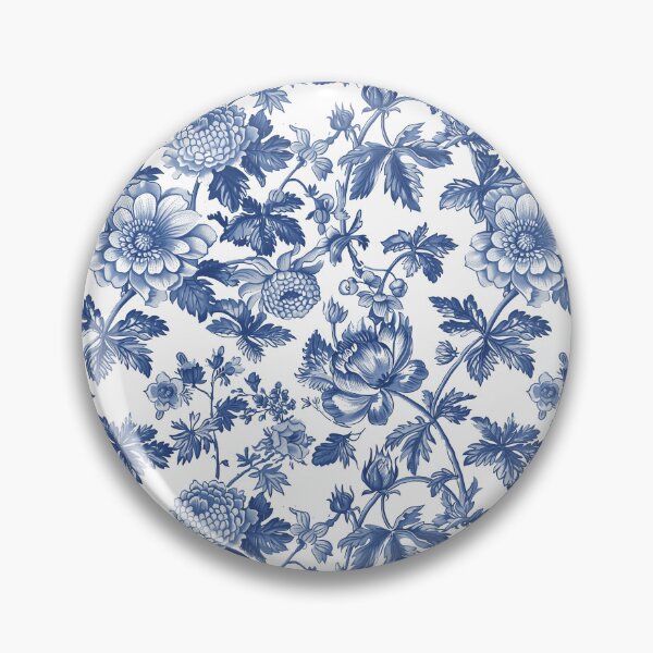 Artikelvorschau, Toile de Jouy Vintage Blumenmuster. Aquarell blaue Blumen auf weißem Hintergrund entworfen und verkauft von Yoursprint.