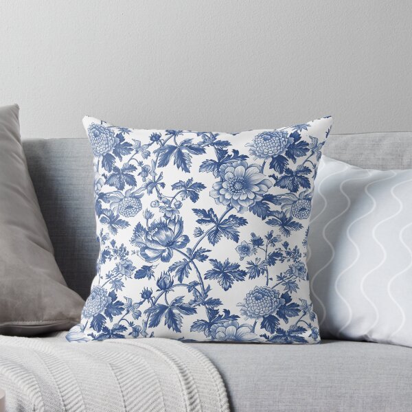 Item preview, Toile de Jouy Vintage Floral Pattern. Watercolor blue flowers on white background designed and sold by Yoursprint.