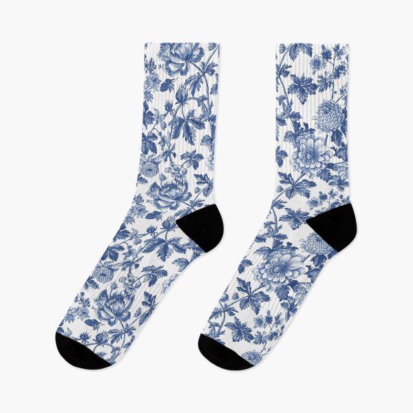 Item preview, Toile de Jouy Vintage Floral Pattern. Watercolor blue flowers on white background designed and sold by Yoursprint.