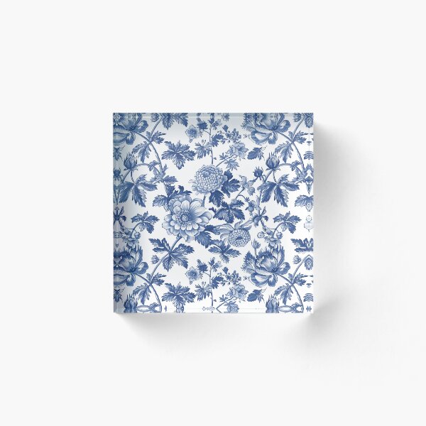 Item preview, Toile de Jouy Vintage Floral Pattern. Watercolor blue flowers on white background designed and sold by Yoursprint.