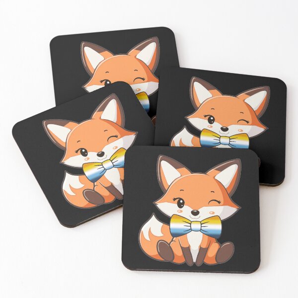 Item preview, Cute Red Fox with AroAce Pride Flag Bowtie, Kawaii Foxy Subtle AroAce Pride Design  designed and sold by Travelslightly.