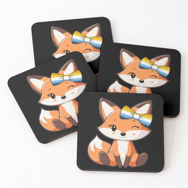 Item preview, Cute Red Fox with AroAce Pride Flag Bow, Kawaii Foxy Subtle AroAce Pride Design  designed and sold by Travelslightly.