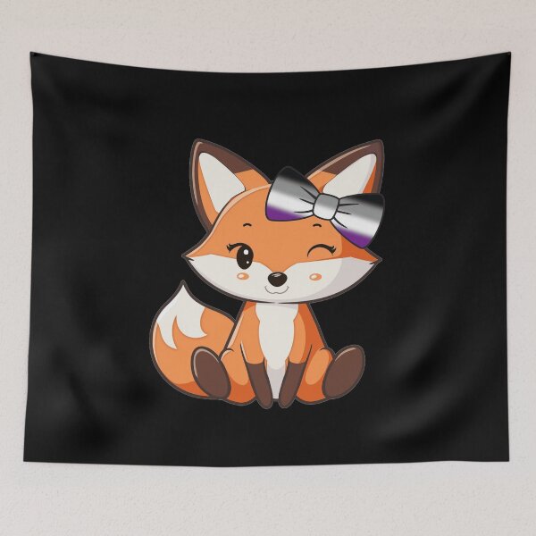 Item preview, Cute Red Fox with Asexual Pride Flag Bow, Subtle Foxy Kawaii Ace Pride Design  designed and sold by Travelslightly.