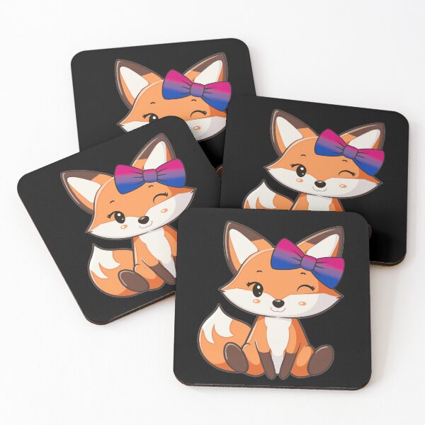 Item preview, Cute Red Fox with Bisexual Pride Flag Bow, Subtle Foxy Kawaii Bi Pride Design  designed and sold by Travelslightly.