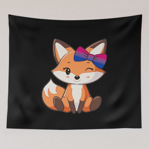 Item preview, Cute Red Fox with Bisexual Pride Flag Bow, Subtle Foxy Kawaii Bi Pride Design  designed and sold by Travelslightly.