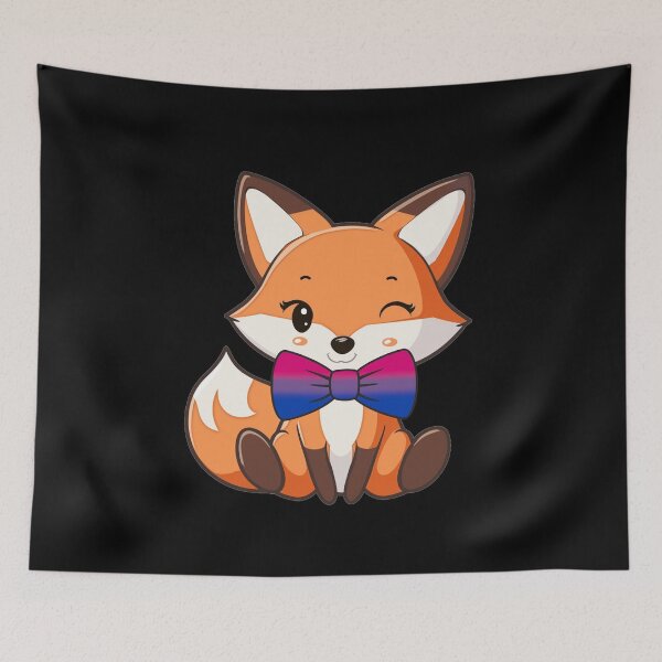 Item preview, Cute Red Fox with Bisexual Pride Flag Bowtie, Subtle Foxy Kawaii Bi Pride Design  designed and sold by Travelslightly.