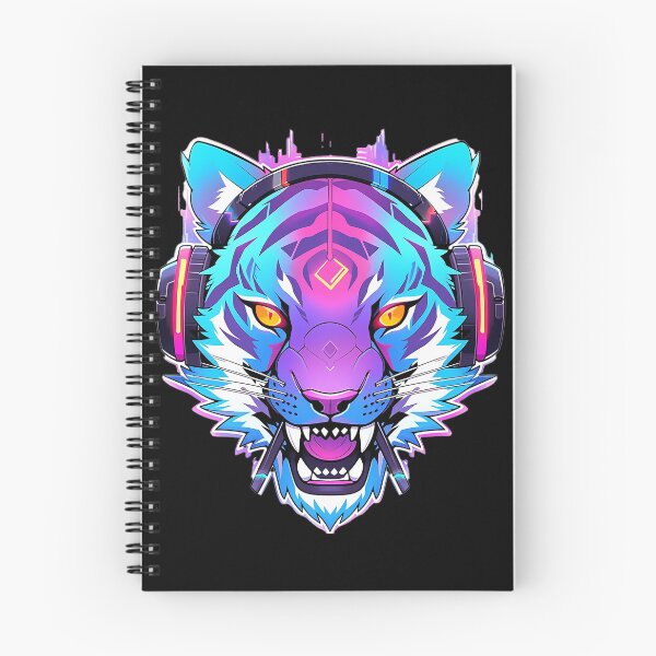 Item preview, CyberTiger - Futuristic big Cat With Headphones and Visor in a Vibrant Digital Illustration designed and sold by Reichcorp.