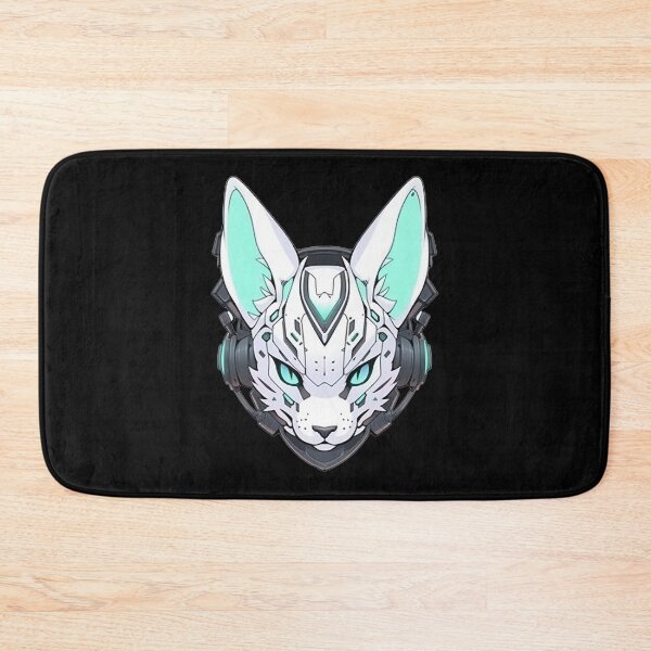 Item preview, CyberCat - Futuristic Feline With Headphones and Visor in a Vibrant Digital Illustration designed and sold by Reichcorp.