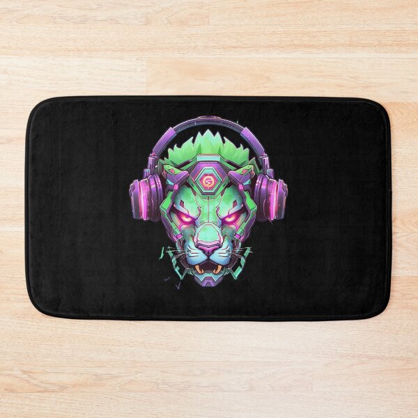 Item preview, CyberLion - Futuristic Cyberpunk Leo With Headphones and Visor in a Vibrant Digital Illustration designed and sold by Reichcorp.