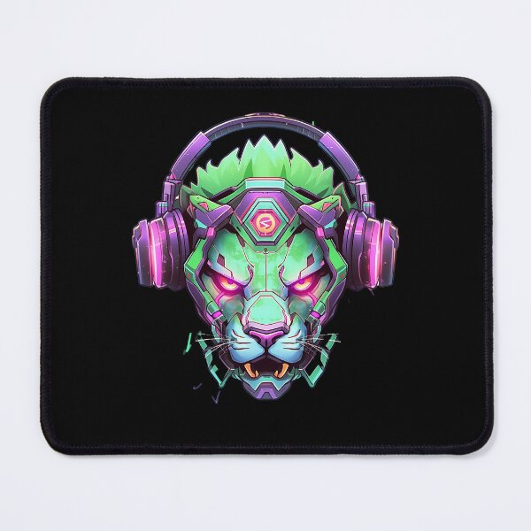 Item preview, CyberLion - Futuristic Cyberpunk Leo With Headphones and Visor in a Vibrant Digital Illustration designed and sold by Reichcorp.