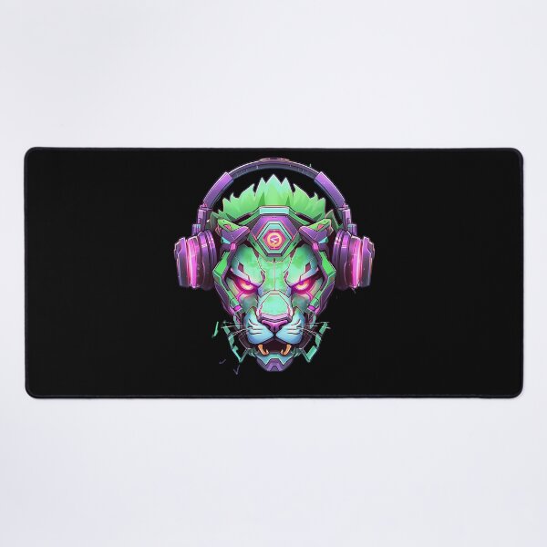 Item preview, CyberLion - Futuristic Cyberpunk Leo With Headphones and Visor in a Vibrant Digital Illustration designed and sold by Reichcorp.