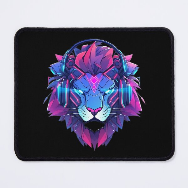 Item preview, CyberLion - Futuristic Cyberpunk Leo With Headphones and Visor in a Vibrant Digital Illustration designed and sold by Reichcorp.