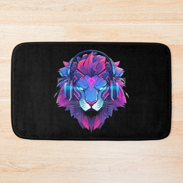Item preview, CyberLion - Futuristic Cyberpunk Leo With Headphones and Visor in a Vibrant Digital Illustration designed and sold by Reichcorp.