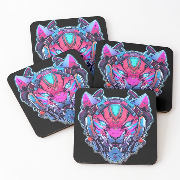 Item preview, CyberTiger - Futuristic big Cat With Headphones and Visor in a Vibrant Digital Illustration designed and sold by Reichcorp.
