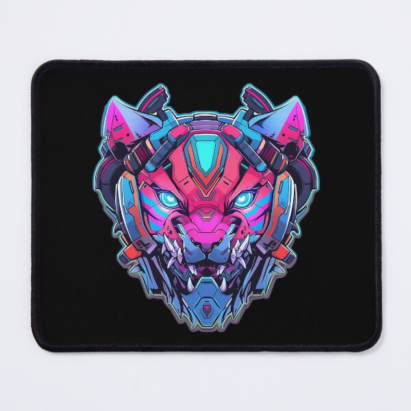 Item preview, CyberTiger - Futuristic big Cat With Headphones and Visor in a Vibrant Digital Illustration designed and sold by Reichcorp.