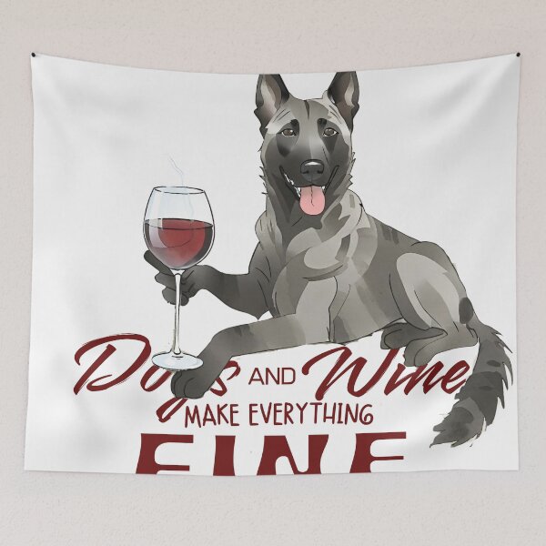 Item preview, Dogs and wine make everything fine Dutch shepherd designed and sold by GoodyPaws.