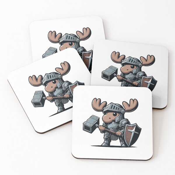 Item preview, Medieval Moose Warrior: Armored Moose with Battle Hammer and Shield designed and sold by Akioos.