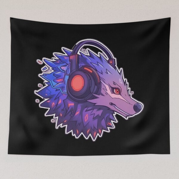 Item preview, CyberHedghog - Futuristic porkupine With Headphones and Visor in a Vibrant Digital Illustration designed and sold by Reichcorp.