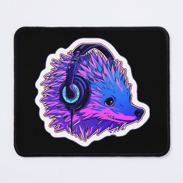 Item preview, CyberHedghog - Futuristic porkupine With Headphones and Visor in a Vibrant Digital Illustration designed and sold by Reichcorp.