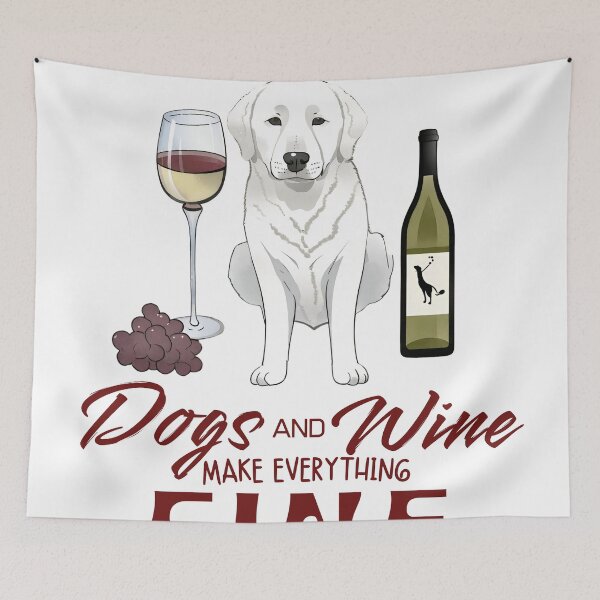 Item preview, Dogs and wine make everything fine akbash dog designed and sold by GoodyPaws.