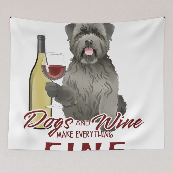 Item preview, Dogs and wine make everything fine Bouvier des Flandres designed and sold by GoodyPaws.