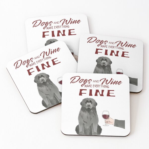 Item preview, Dogs and wine make everything fine Newfoundland designed and sold by GoodyPaws.
