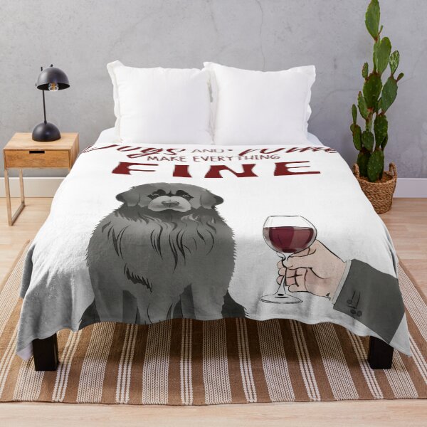 Item preview, Dogs and wine make everything fine Newfoundland designed and sold by GoodyPaws.