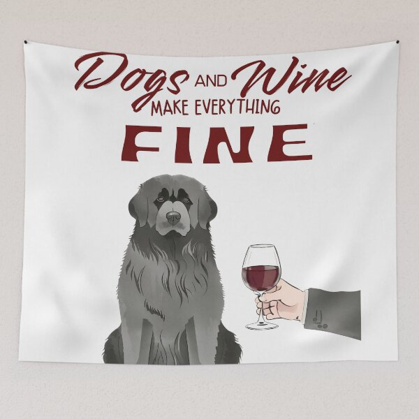 Item preview, Dogs and wine make everything fine Newfoundland designed and sold by GoodyPaws.